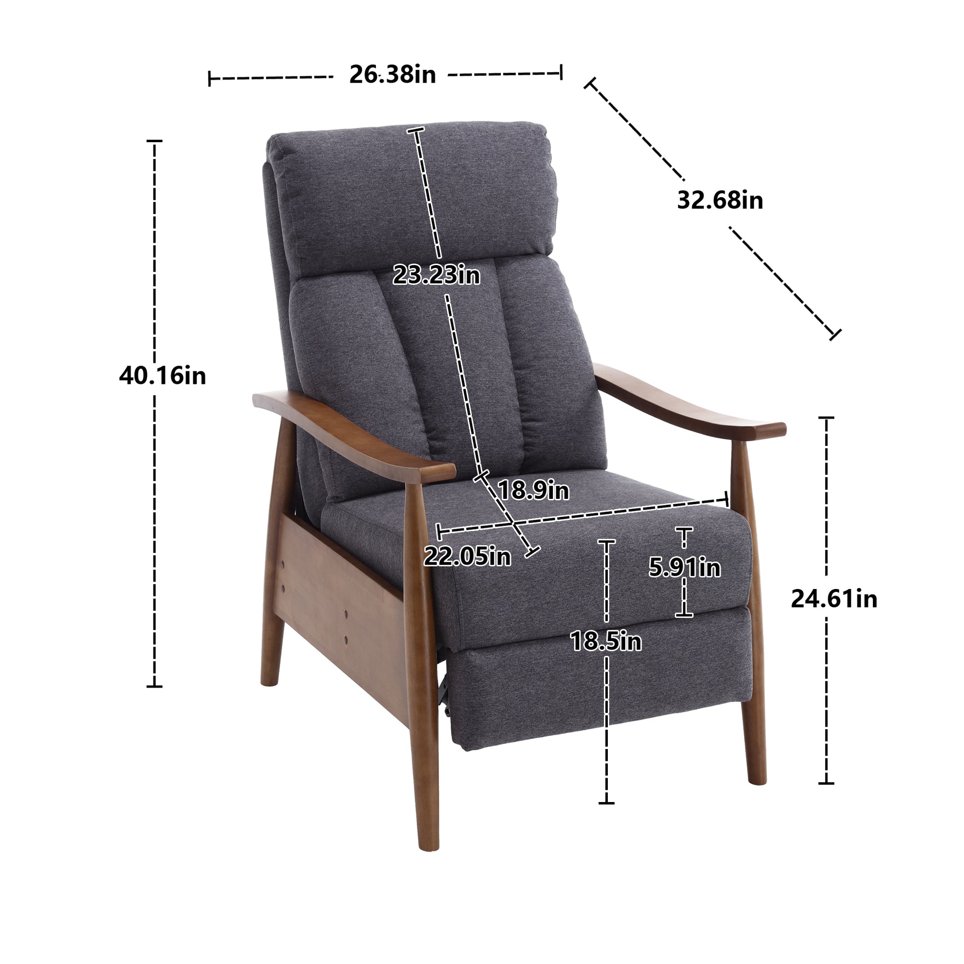 Coolmore Wood Frame Armchair, Modern Accent Chair Lounge Chair For Living Room Dark Gray Linen