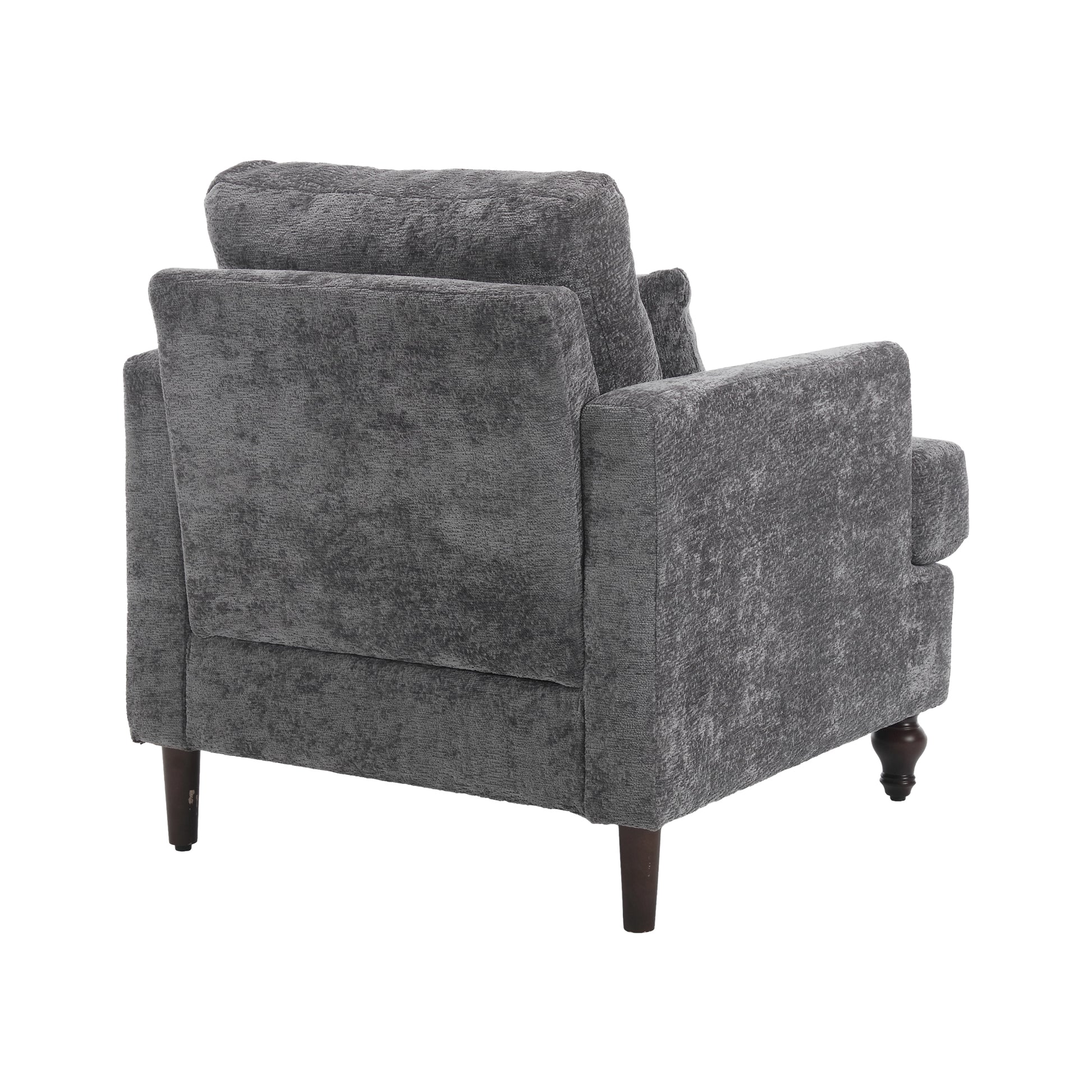 Coolmore Wood Frame Armchair, Modern Accent Chair Lounge Chair For Living Room,Tufted Club Chair, Mid Century Modern Arm Chairs With Studded, Solid Wood Frame, For Bedroom, Reading Gray Chenille Gray Chenille 1 Seat