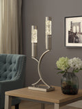Luxurious Table Lamp 1Pc Satin Nickel Finish Metal Sparkling Decorative Designer Home Decor Table Lamp 2 Water Dancing Lights Nickel Table&Floor Lamps Luxury,Modern,Ultra Modern Metal