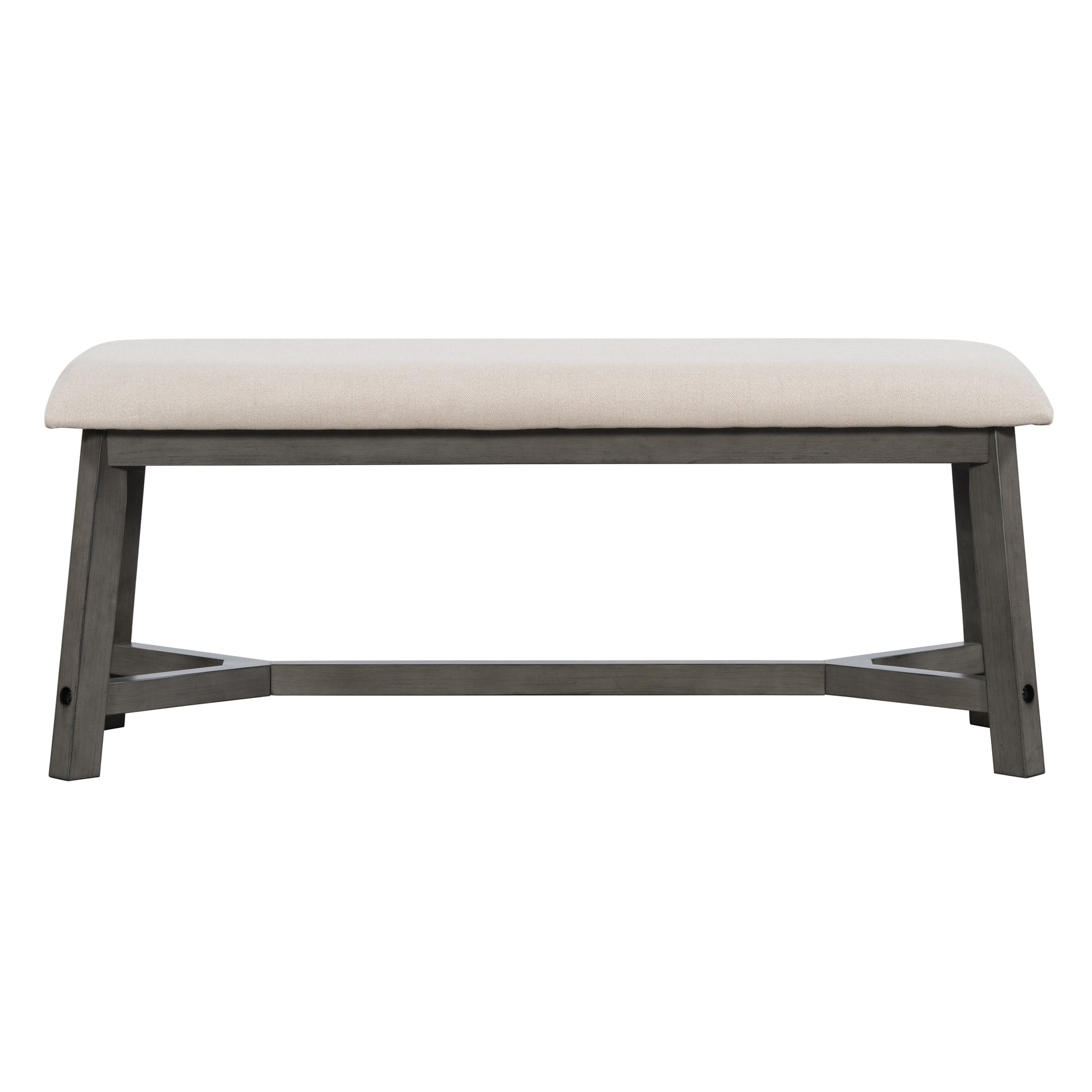 6 Piece Retro Farmhouse Style Dining Set, Rectangular Table And 4 Upholstered Chairs With Rattan And Bench For Dining Room And Kitchen Gray Gray Solid Wood Mdf