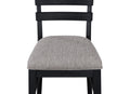 2Pc Black Finish Side Chair Gray Fabric Upholstery Seat Ladder Back Contemporary Transitional Style Dining Room Wooden Furniture Black Contemporary,Transitional Side Chair Wood