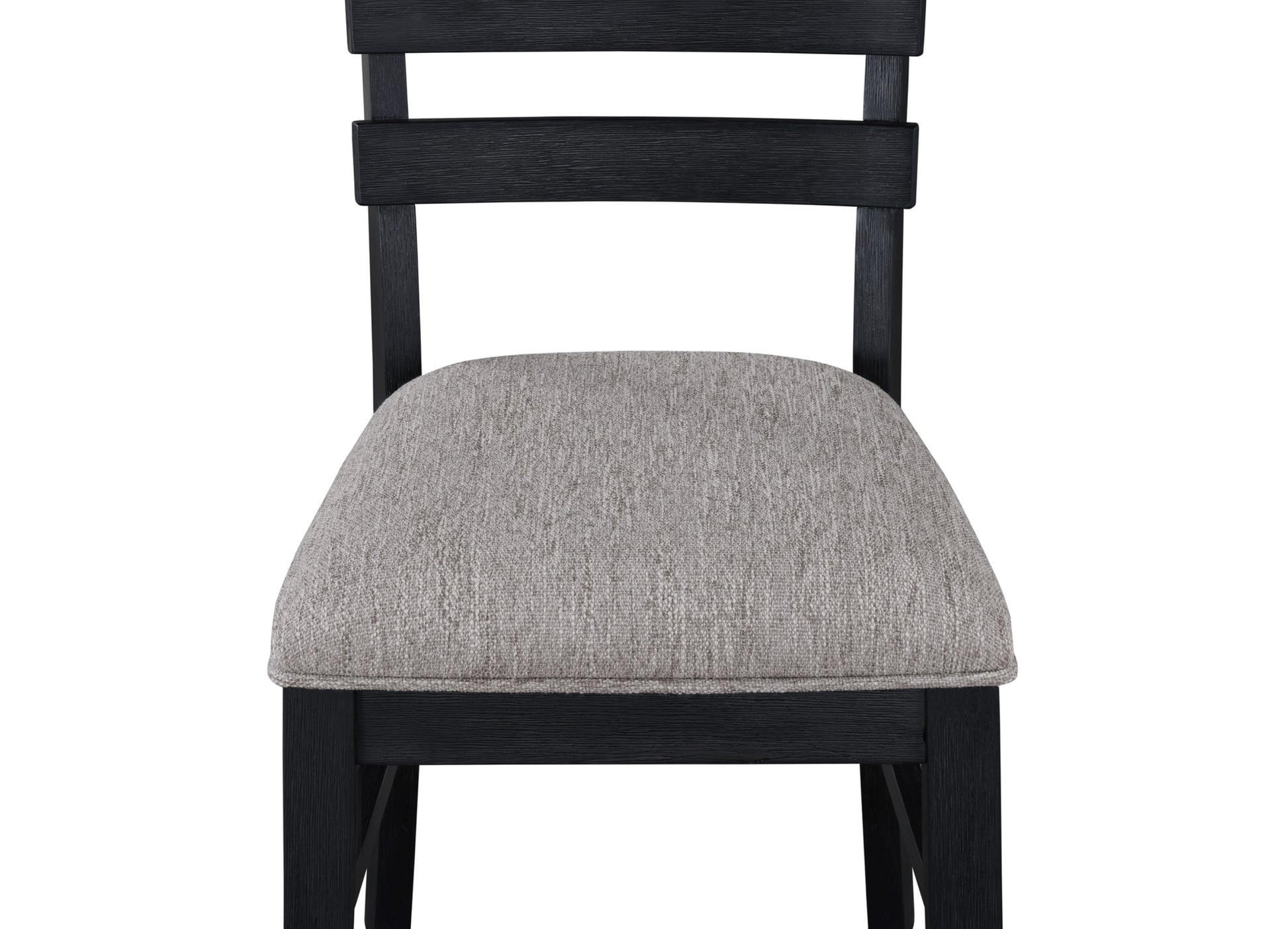 2Pc Black Finish Side Chair Gray Fabric Upholstery Seat Ladder Back Contemporary Transitional Style Dining Room Wooden Furniture Black Contemporary,Transitional Side Chair Wood