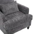 Coolmore Wood Frame Armchair, Modern Accent Chair Lounge Chair For Living Room,Tufted Club Chair, Mid Century Modern Arm Chairs With Studded, Solid Wood Frame, For Bedroom, Reading Gray Chenille Gray Chenille 1 Seat