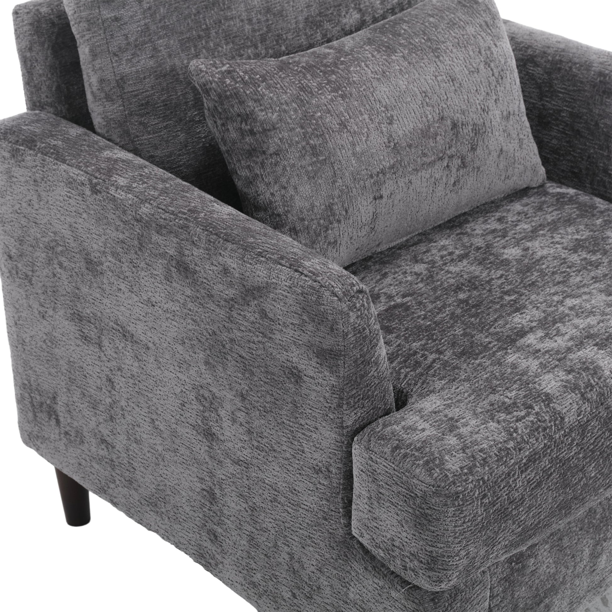 Coolmore Wood Frame Armchair, Modern Accent Chair Lounge Chair For Living Room,Tufted Club Chair, Mid Century Modern Arm Chairs With Studded, Solid Wood Frame, For Bedroom, Reading Gray Chenille Gray Chenille 1 Seat