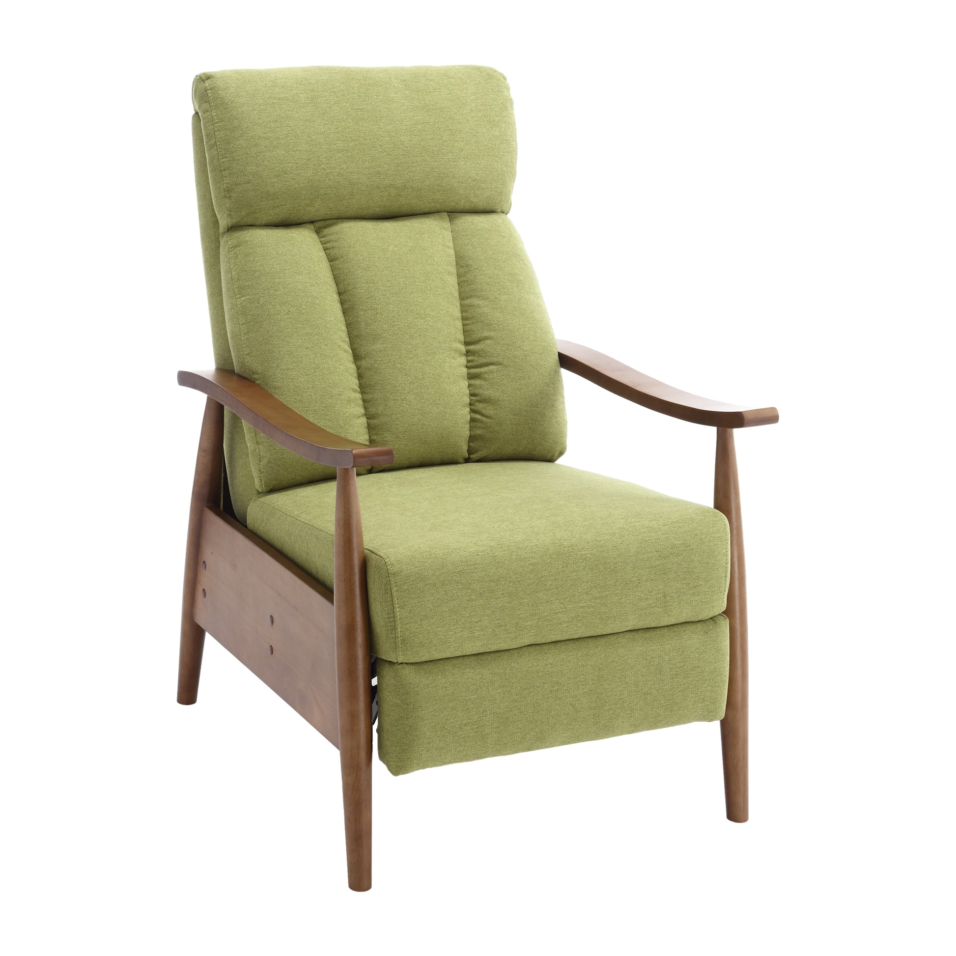 Coolmore Wood Frame Armchair, Modern Accent Chair Lounge Chair For Living Room Olive Green Linen