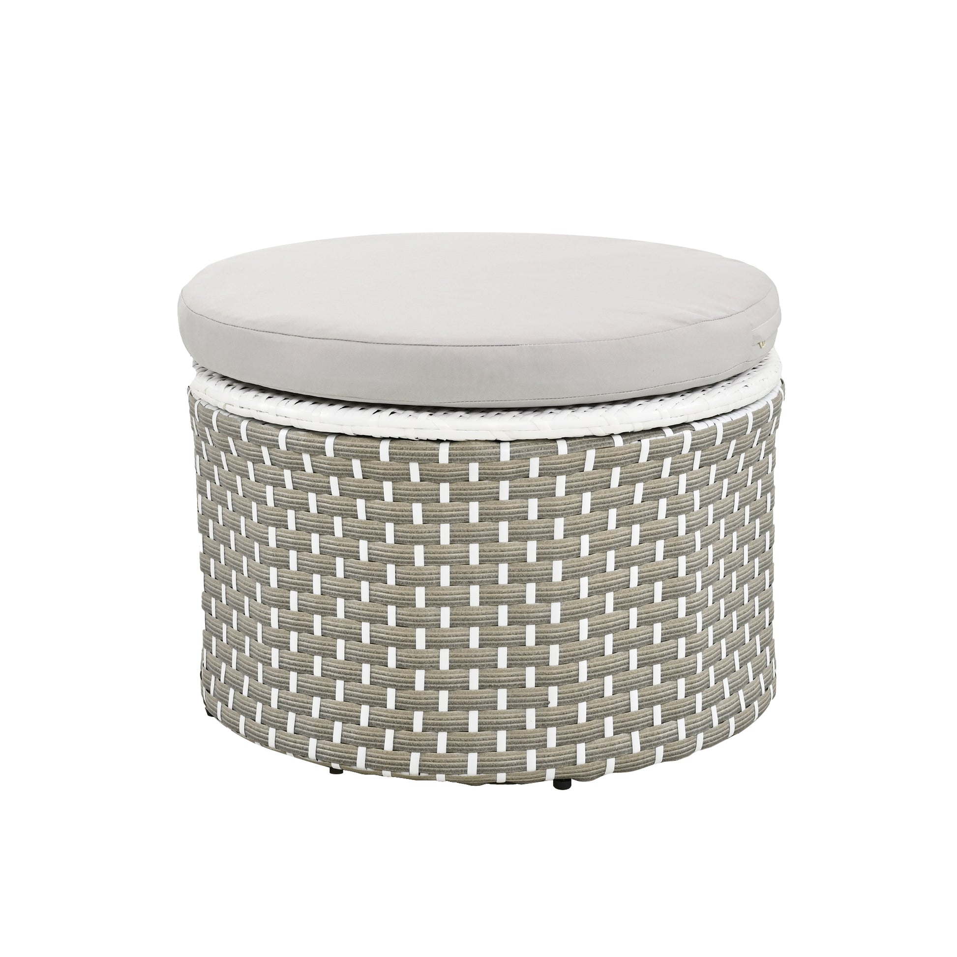 Patio Furniture Round Outdoor Sectional Sofa Set Rattan Daybed Two Tone Weave Sunbed With Retractable Canopy, Separate Seating And Removable Cushion, Gray Yes Sectional Gray Weather Resistant Frame Water Resistant Cushion Garden & Outdoor Luxury