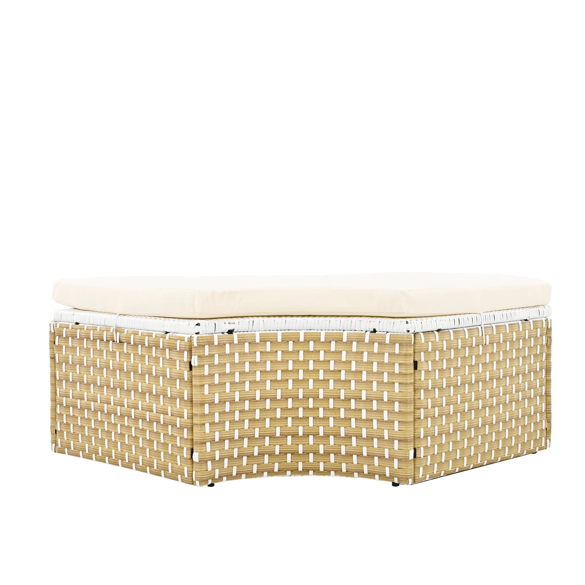 Patio Furniture Round Outdoor Sectional Sofa Set Rattan Daybed Two Tone Weave Sunbed With Retractable Canopy, Separate Seating And Removable Cushion, Beige Yes Sectional Beige Weather Resistant Frame Water Resistant Cushion Garden & Outdoor Luxury