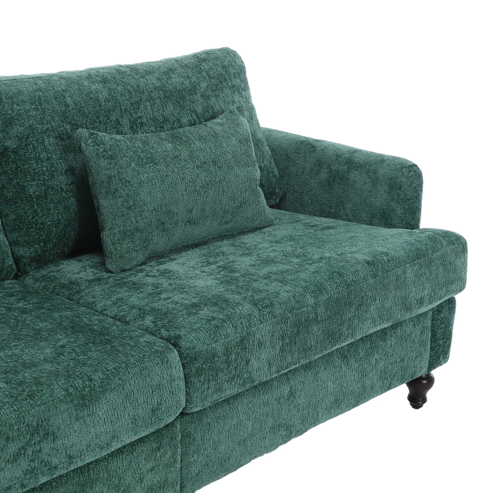 Coolmore Mid Century Modern Chenille Fabric Loveseat Sofa, 2 Seat Upholstered Loveseat Sofa Modern Couch For Living Room,Brown Wood Feet Sofa For Bedroom, Reading Emerald Chenille Emerald Chenille 2 Seat