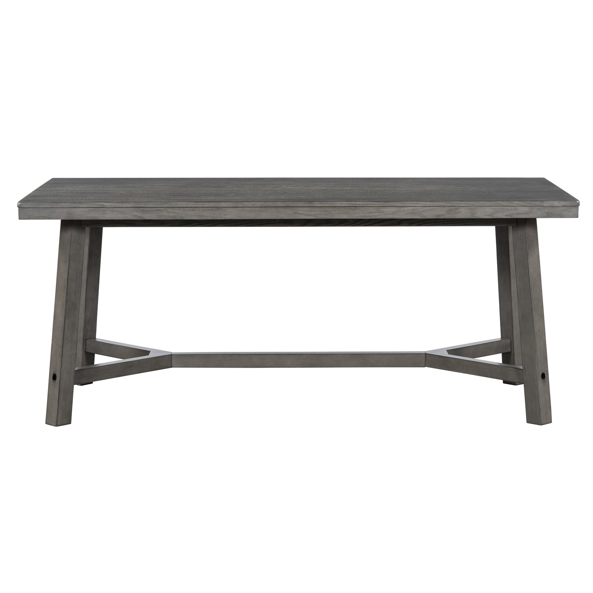 6 Piece Retro Farmhouse Style Dining Set, Rectangular Table And 4 Upholstered Chairs With Rattan And Bench For Dining Room And Kitchen Gray Gray Solid Wood Mdf