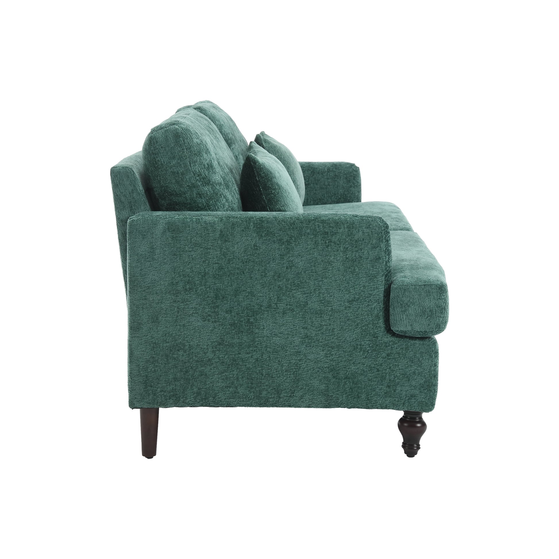 Coolmore Mid Century Modern Chenille Fabric Loveseat Sofa, 2 Seat Upholstered Loveseat Sofa Modern Couch For Living Room,Brown Wood Feet Sofa For Bedroom, Reading Emerald Chenille Emerald Chenille 2 Seat