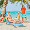 Outsunny Folding Chaise Lounge Pool Chairs, Outdoor Sun Tanning Chairs With Pillow, Reclining Back, Steel Frame &Mesh For Beach, Yard, Patio, Blue Blue Steel