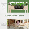 Outsunny 36'' X 36'' Raised Garden Bed With Storage Shelf, 2 Tiers Elevated Wooden Planter Box Stand For Vegetable Flower Herb, Patio, Balcony And Backyard Natural Wood