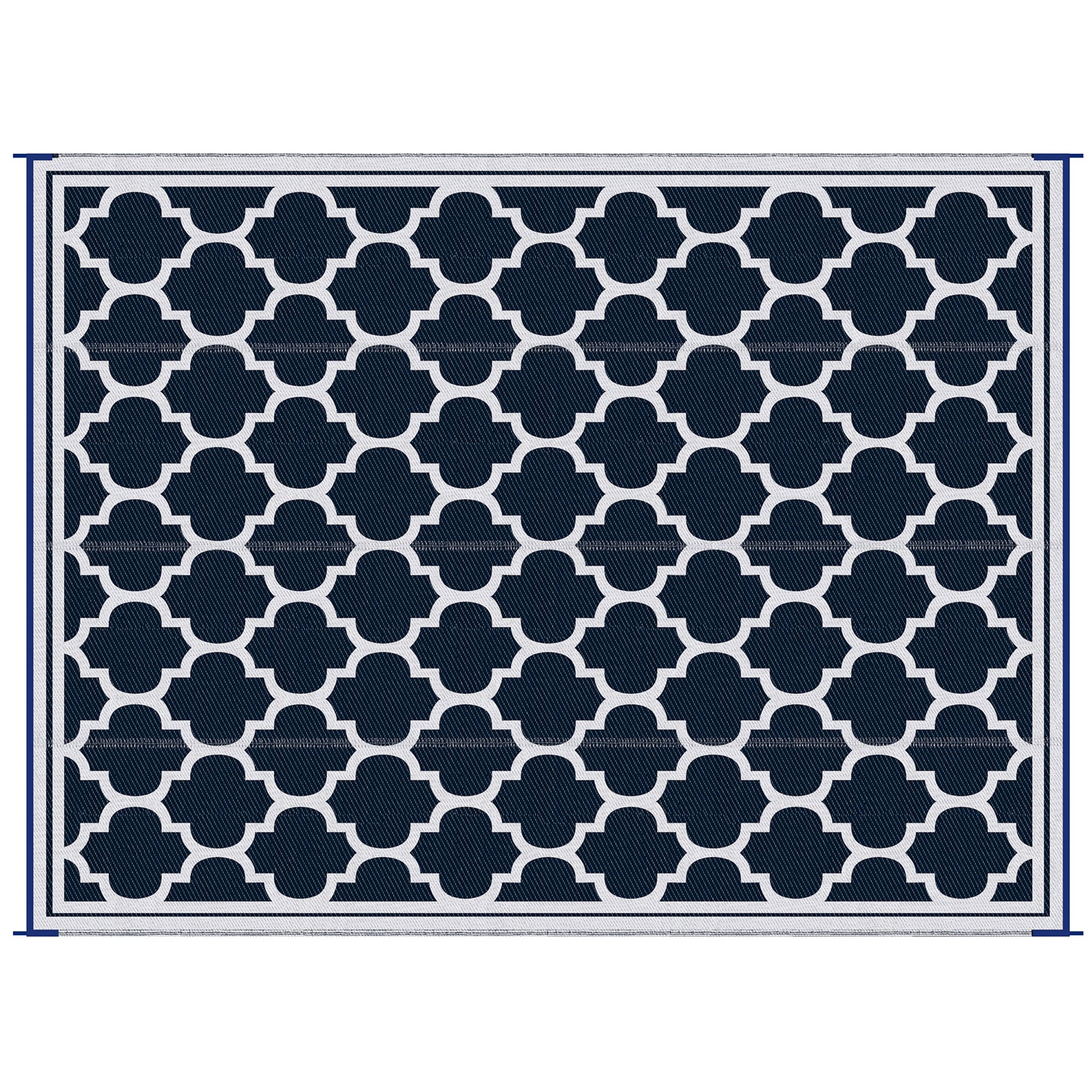 Outsunny Reversible Outdoor Rug Carpet, 9' X 18' Waterproof Plastic Straw Rug, Portable Rv Camping Rugs With Carry Bag, Large Floor Mat For Backyard, Deck, Picnic, Beach, Blue & White Blue Polypropylene