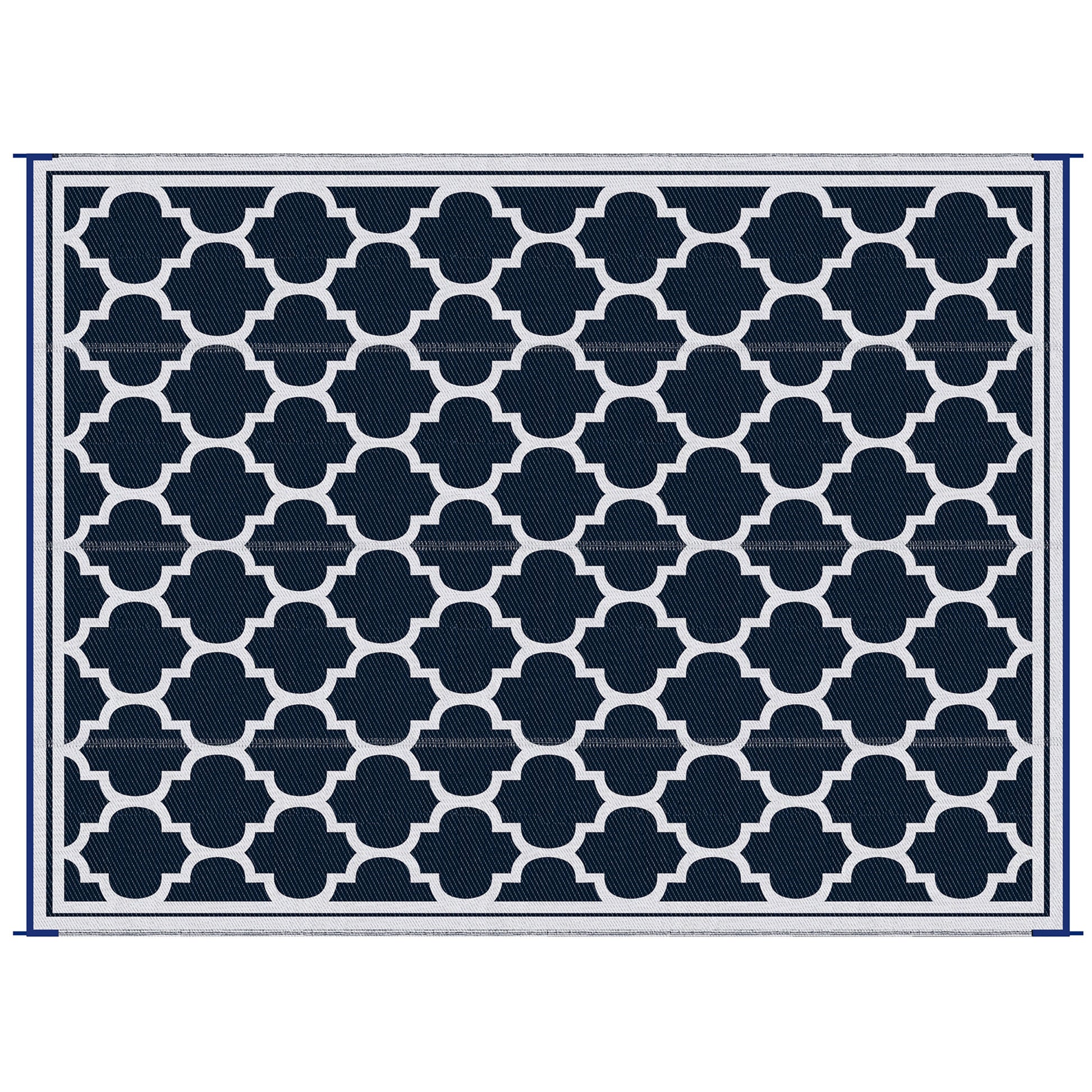 Outsunny Reversible Outdoor Rug Carpet, 9' X 18' Waterproof Plastic Straw Rug, Portable Rv Camping Rugs With Carry Bag, Large Floor Mat For Backyard, Deck, Picnic, Beach, Blue & White Blue Polypropylene