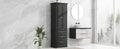 Tall Storage Cabinet With Three Drawers For Bathroom Office, Black Black Mdf