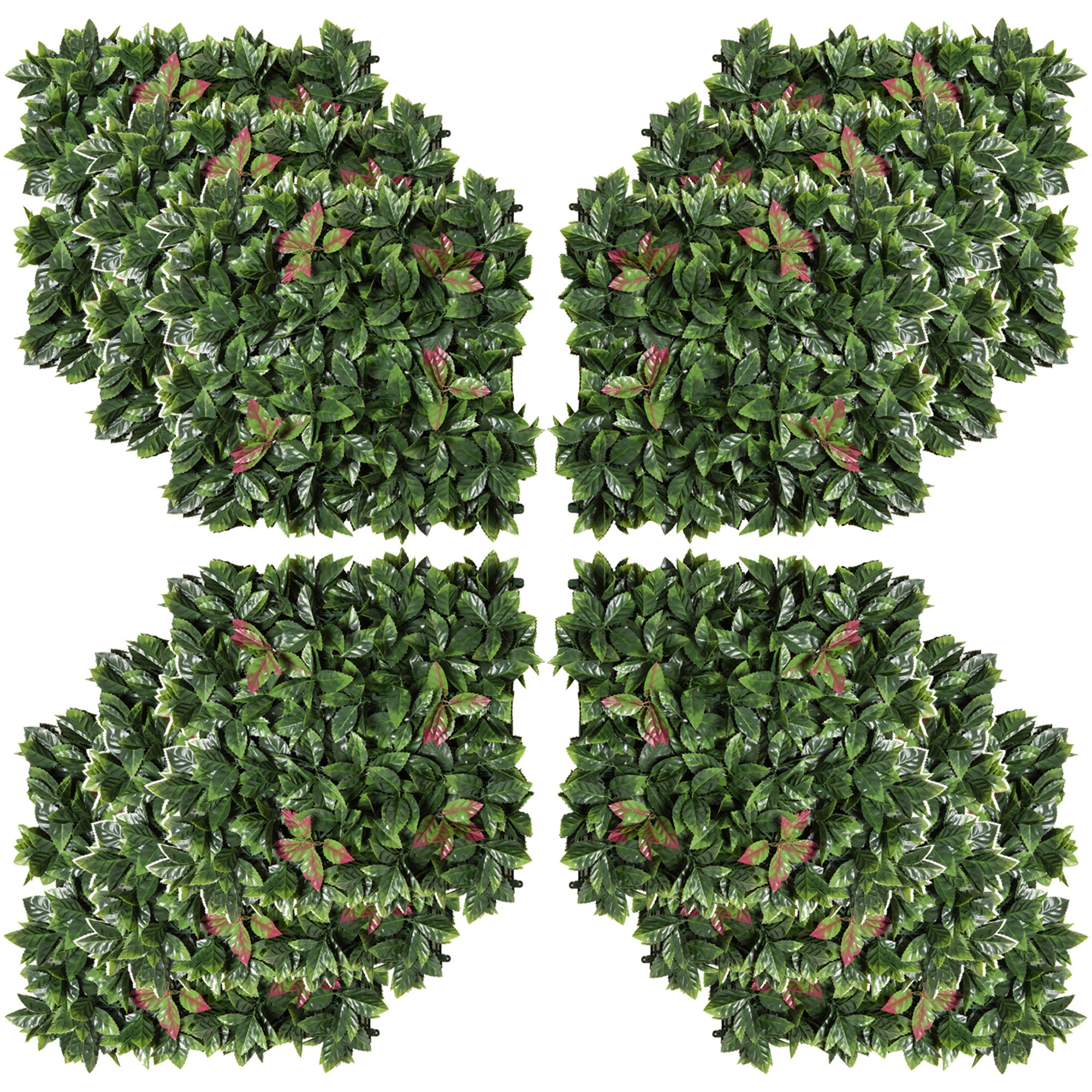 Outsunny Grass Wall Panels, 20" X 20" Artificial Grass Wall Decor,Greenery Backdrop Panels Wall For Outdoor, Indoor, Garden, Fence, Backyard, Green And Red Green Polyethylene