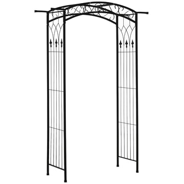 Outsunny 7Ft Outdoor Garden Arbor, Wedding Arch For Ceremony, Trellis With Scrollwork Design, Ideal For Climbing Vines And Plants Black Metal