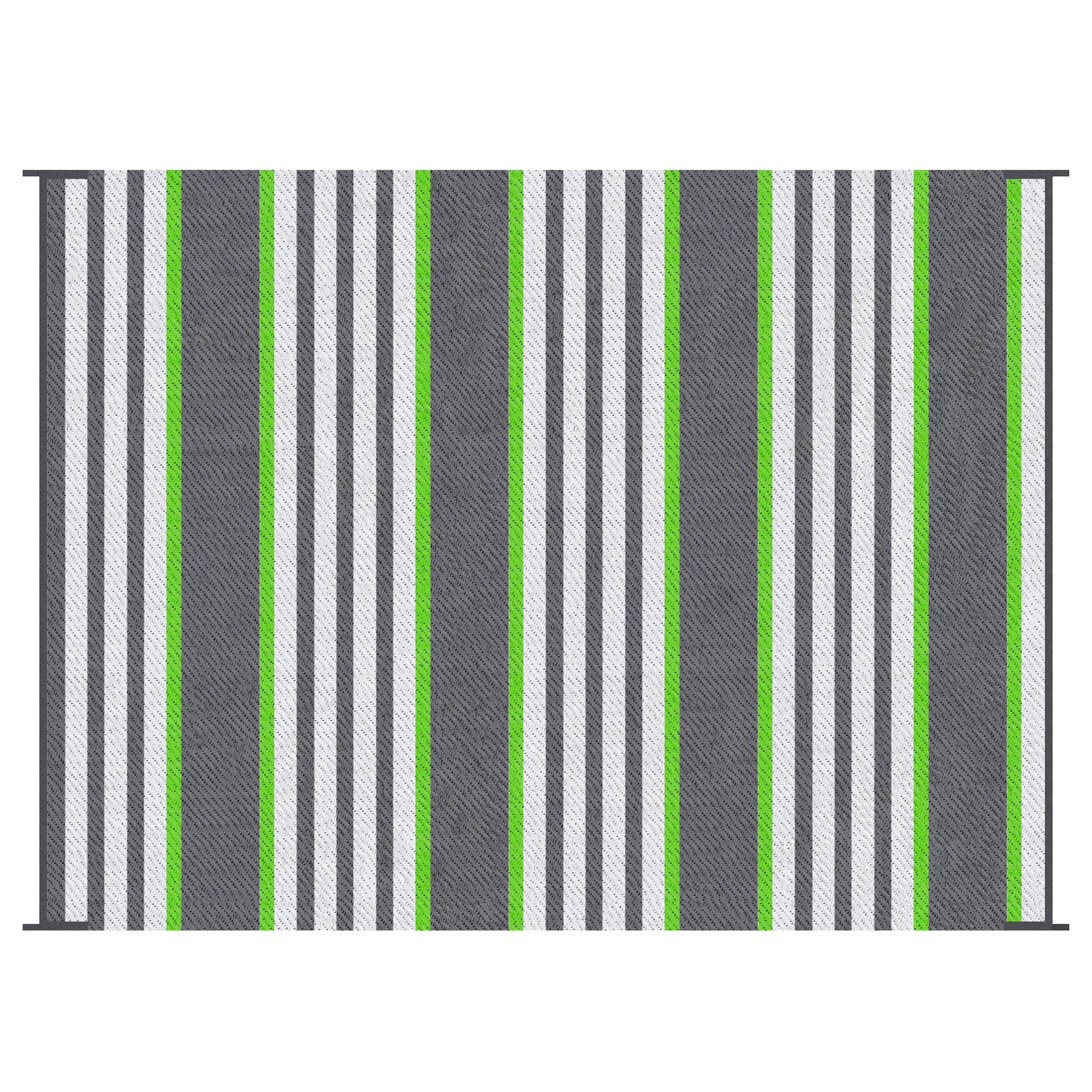 Outsunny Reversible Outdoor Rug Carpet, 9' X 12' Waterproof Plastic Straw Rug, Portable Rv Camping Rugs With Carry Bag, Large Floor Mat For Backyard, Deck, Picnic, Beach, Green & Gray Striped Green Polypropylene