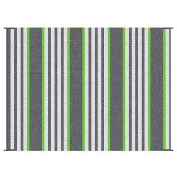Outsunny Reversible Outdoor Rug Carpet, 9' X 12' Waterproof Plastic Straw Rug, Portable Rv Camping Rugs With Carry Bag, Large Floor Mat For Backyard, Deck, Picnic, Beach, Green & Gray Striped Green Polypropylene