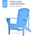 Outsunny Wooden Adirondack Chair, Outdoor Patio Lawn Chair With Cup Holder, Weather Resistant Lawn Furniture, Classic Lounge For Deck, Garden, Backyard, Fire Pit, Blue Blue Wood