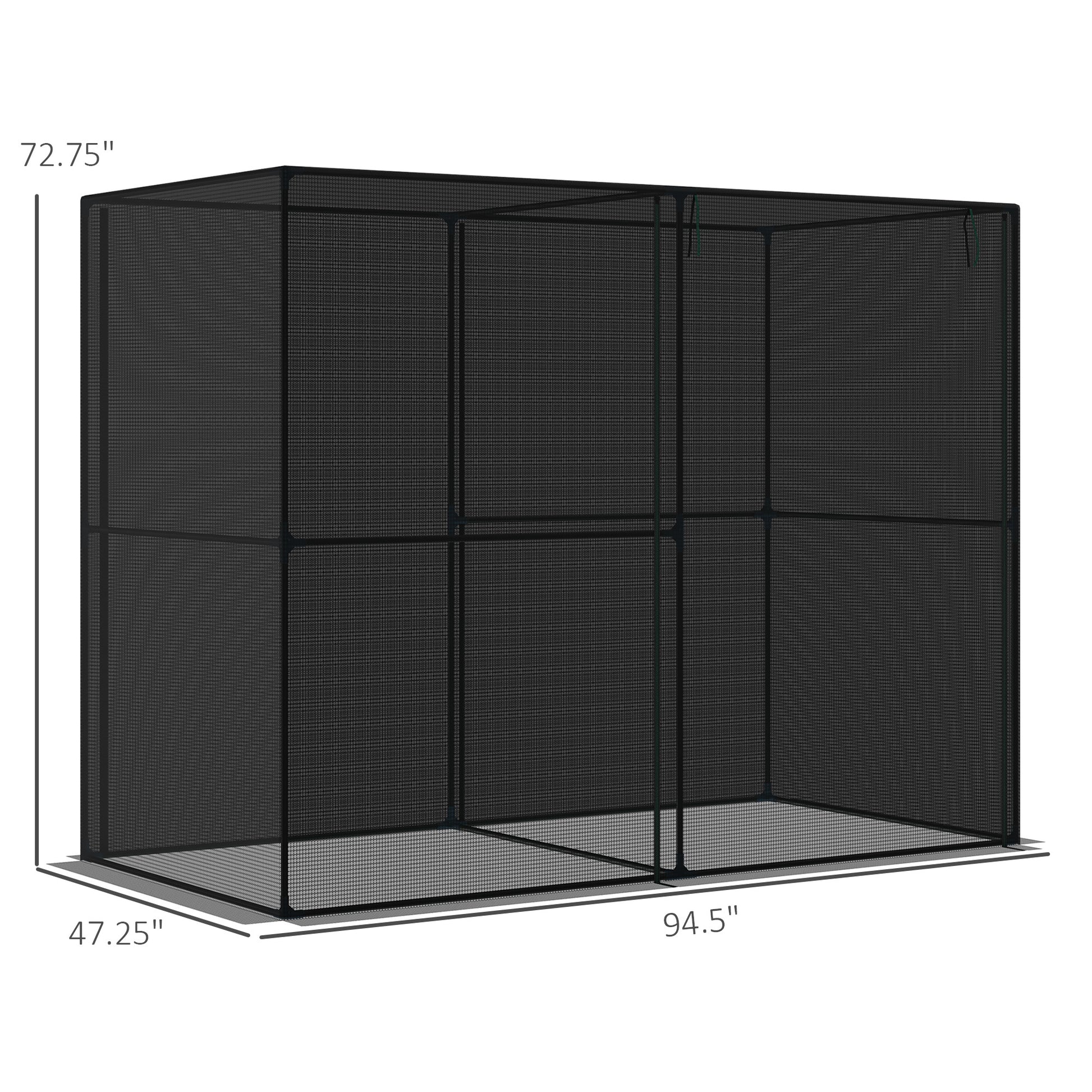 Outsunny 4' X 8' Crop Cage, Plant Protection Tent With Zippered Doors For Vegetable Garden, Backyard, Black Black Steel
