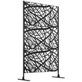Outsunny Decorative Outdoor Privacy Screen, See Through Outdoor Divider Separator With Twisted Branch Motif For Fun Shadows Or Climbing Plant Trellis, Fence Panel For Garden Walkway, Backyard, 6.5Ft Black Steel