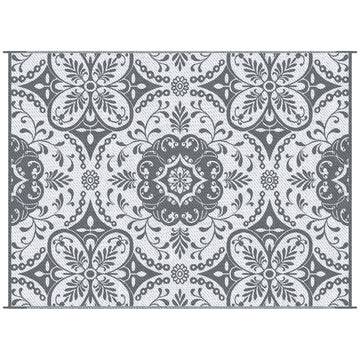Outsunny Reversible Outdoor Rug Carpet, 9' X 12' Waterproof Plastic Straw Rug, Portable Rv Camping Rugs With Carry Bag, Large Floor Mat For Backyard, Deck, Picnic, Beach, Gray & White Floral Gray Polypropylene