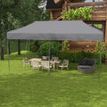 Outsunny 10' X 20' Pop Up Canopy Tent, Instant Sun Shelter With 3 Level Adjustable Height, Easy Up Outdoor Tent For Parties With Wheeled Carry Bag For Garden, Patio, Gray Grey Steel