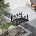 Outsunny 3.3' Metal Arch Zen Garden Bridge With Safety Siderails, Decorative Footbridge, Delicate Scrollwork & Corner Spheres For Stream, Fish Pond, Black Black Steel