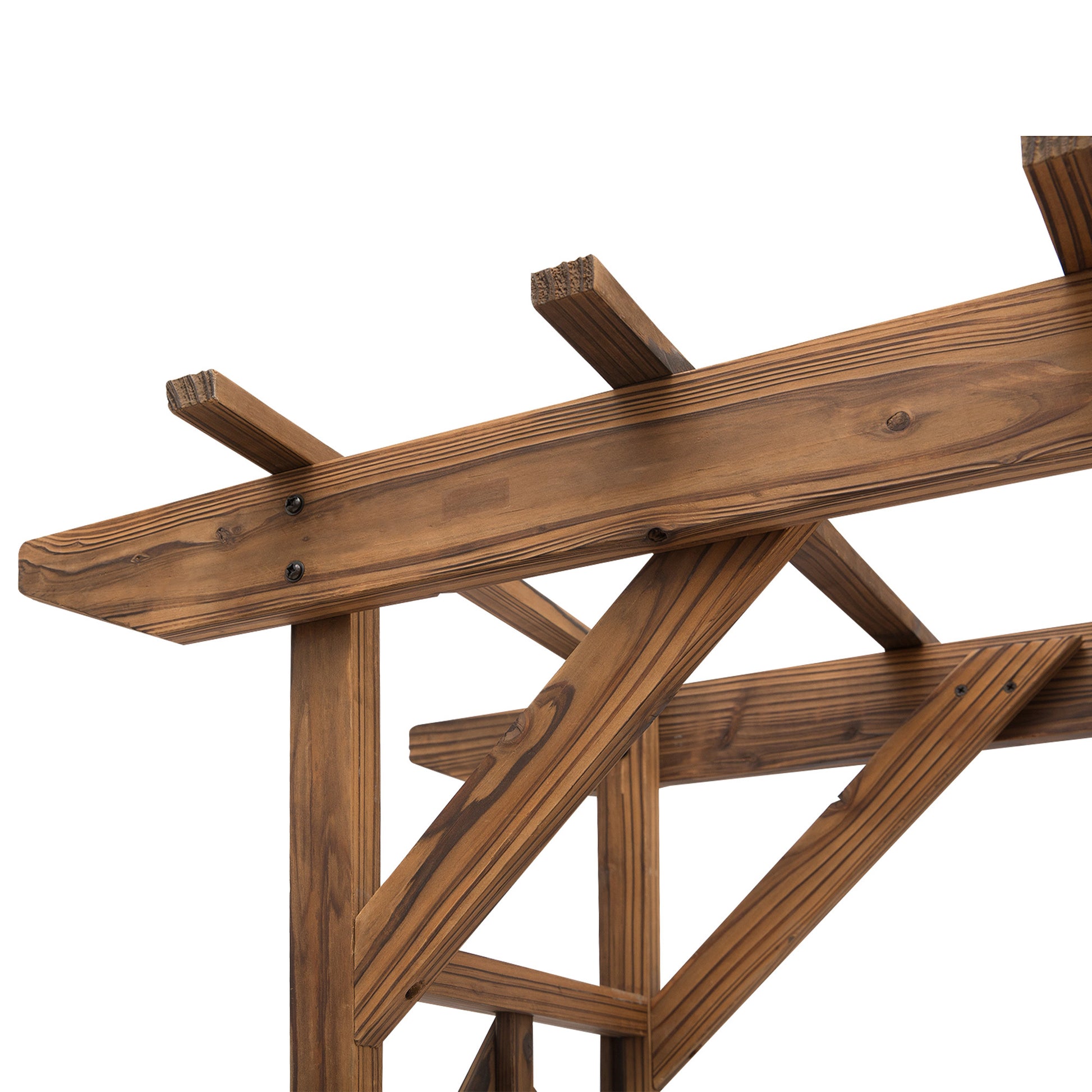 Outsunny 79In Wooden Garden Arbor Arch Trellis With Classic Countryside Style, Pergola Style Roof For Climbing Vines For Ceremony Party Weddings Brown Wood