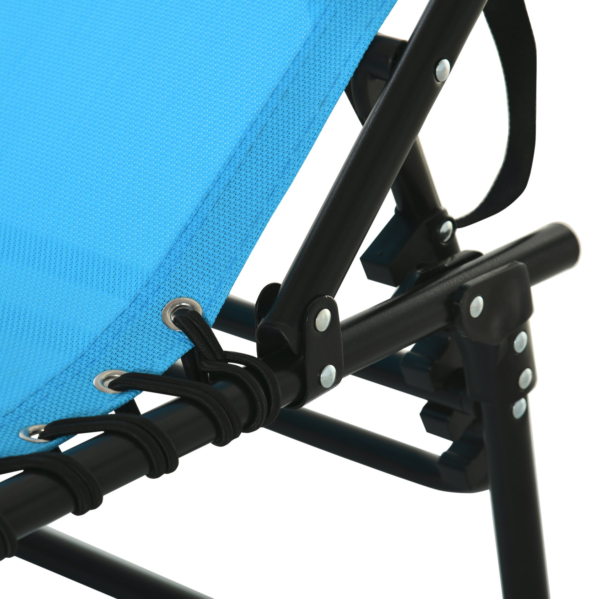 Outsunny Folding Chaise Lounge Pool Chair, Patio Sun Tanning Chair, Outdoor Lounge Chair W 4 Position Reclining Back, Pillow,Mesh & Bungee Seat For Beach, Yard, Patio, Blue Blue Steel