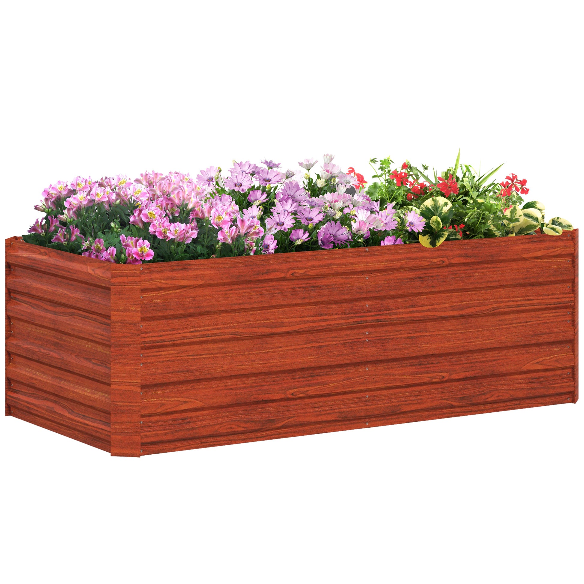 Outsunny Galvanized Raised Garden Bed Kit, Large And Tall Metal Planter Box For Vegetables, Flowers And Herbs, Reinforced, 6' X 3' X 2', Dark Brown Brown Steel