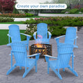 Outsunny Wooden Adirondack Chair, Outdoor Patio Lawn Chair With Cup Holder, Weather Resistant Lawn Furniture, Classic Lounge For Deck, Garden, Backyard, Fire Pit, Blue Blue Wood