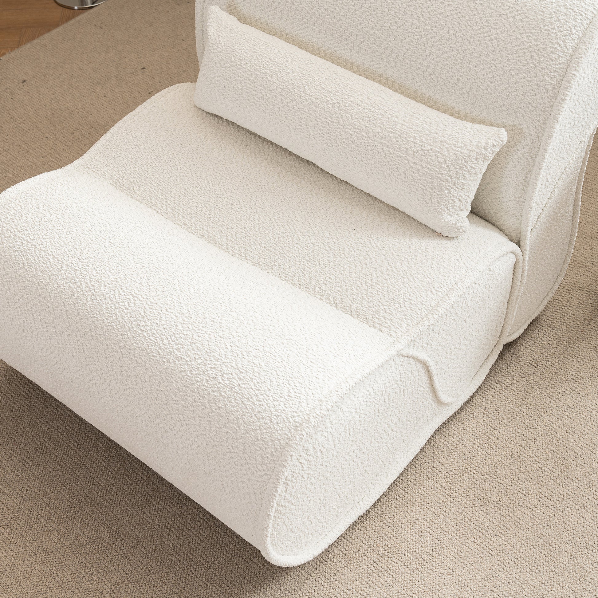 Soft Pellet Velvet Recliner Comfortable Lounge Chair With Waist Pack Padding, Modern Design, Ideal For Living Room, Bedroom Or Office Beige Beige Fabric