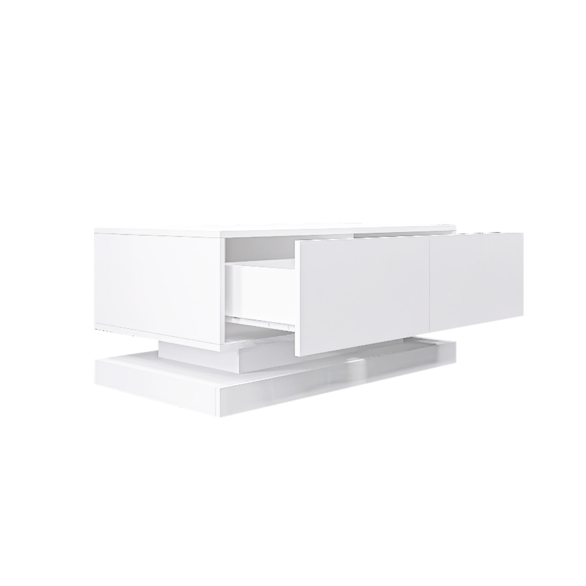 High Glossy Coffee Table With 2 Drawers Have Rgb Led Light With Buletooth Control White White Primary Living Space Rosewood Square Drawers Coffee & End Tables Lacquered Particle Board