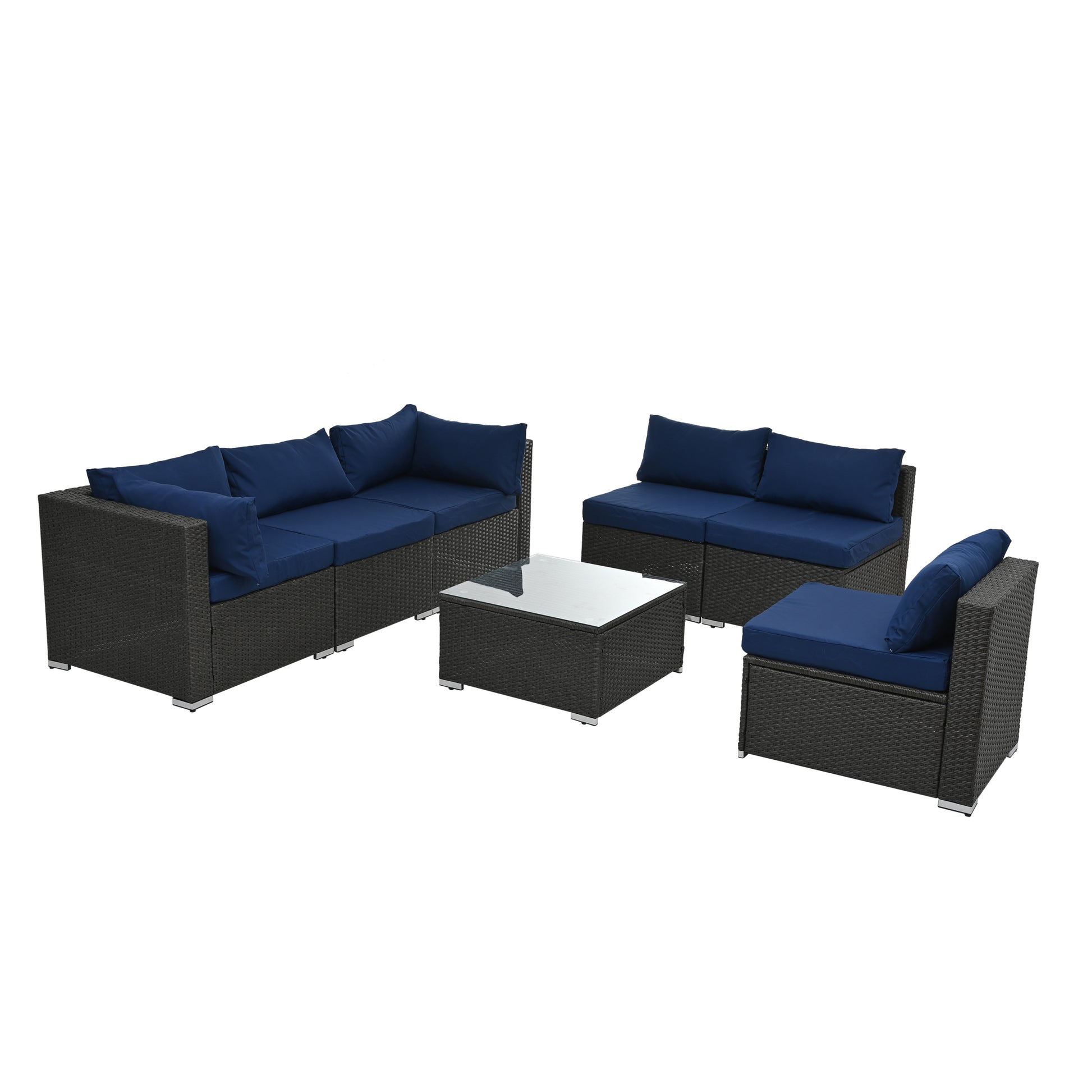 Patio Furniture Sets Dark Gray Pe Rattan Iron Waterproof Fabric