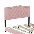 Queen Size Upholstered Bed Frame With Rivet Design, Modern Velvet Platform Bed With Tufted Headboard,Pink Pink Velvet