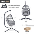 Patio Foldable Hanging Swing Chair With Stand Gray Color Yes Gray Foam Steel
