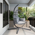 Patio Foldable Hanging Swing Chair With Stand Gray Color Yes Gray Foam Steel