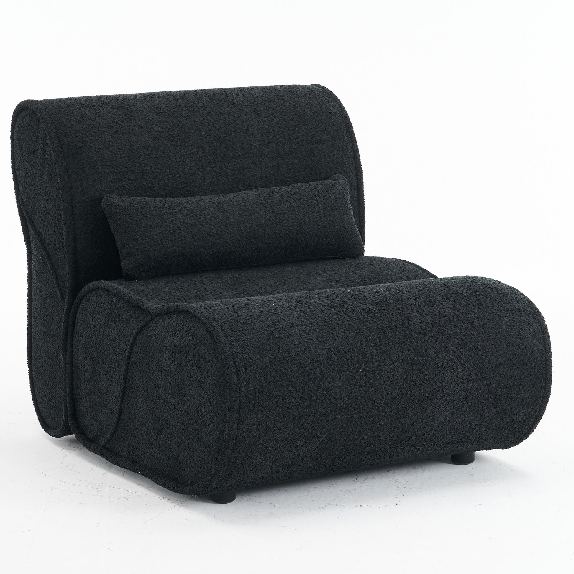 Soft Pellet Velvet Recliner Comfortable Lounge Chair With Waist Pack Padding, Modern Design, Ideal For Living Room, Bedroom Or Office Black Matte Black Fabric