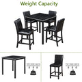 5 Piece Counter Height Table Set, Wooden Kitchen Table Set With Square Table And 4 Upholstered Chairs, Counter Height Dining Table With Crystal Decoration And Chair Set For Kitchen, Dining Room,Black Black Seats 4 Dining Room 4 Leg Square Dining Table