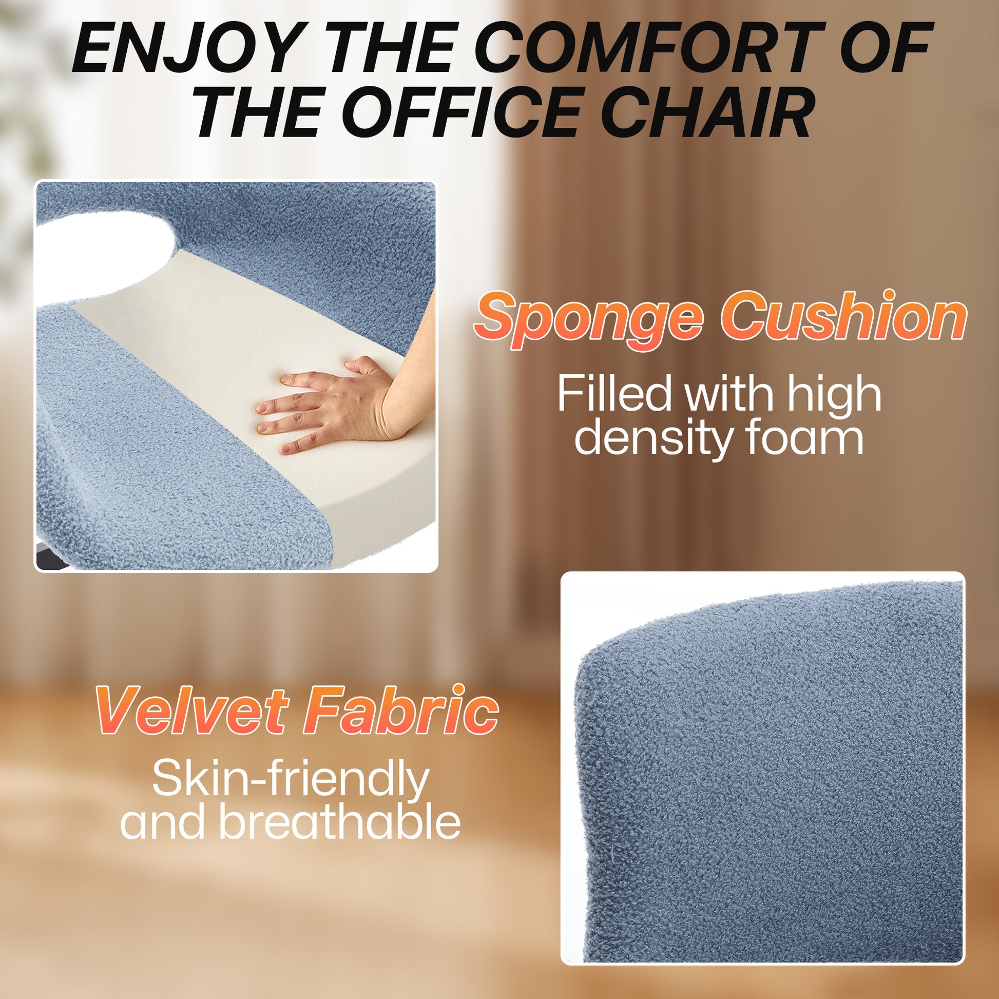 Ts Teddy Velvet Upholstered Chair With Metal Legs,Modern Accent Without Wheels, Home Office Chair Desk Chair Computer Task Chair With 360 Degree Rotating For Office Bedroom Living Room,Navy Blue Navy Blue Teddy