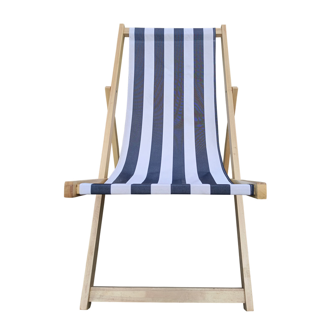 Populus Wood Sling Chair Blue Stripe Broad Dark Blue Strip Natural Wood
