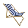 Populus Wood Sling Chair Blue Stripe Broad Dark Blue Strip Natural Wood
