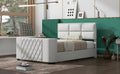 Queen Size Upholstery Tv Platform Bed Frame With Height Adjustable Headboard And Support Legs,Beige Queen Beige Upholstered