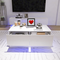 High Glossy Coffee Table With 2 Drawers Have Rgb Led Light With Buletooth Control White White Primary Living Space Rosewood Square Drawers Coffee & End Tables Lacquered Particle Board