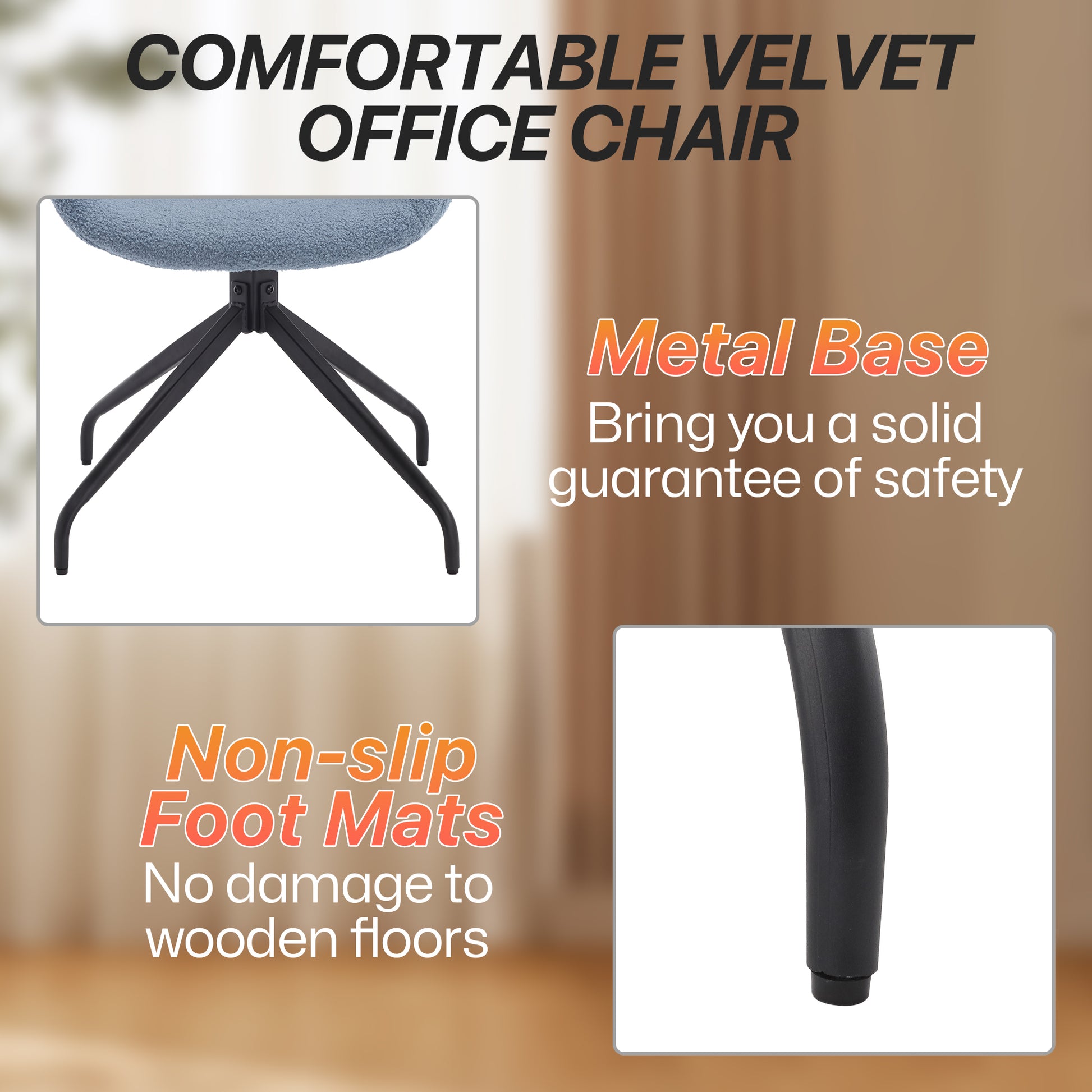 Ts Teddy Velvet Upholstered Chair With Metal Legs,Modern Accent Without Wheels, Home Office Chair Desk Chair Computer Task Chair With 360 Degree Rotating For Office Bedroom Living Room,Navy Blue Navy Blue Teddy