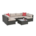 Patio Furniture Sets Yes Dark Gray Seats 6 Pe Rattan Iron Waterproof Fabric