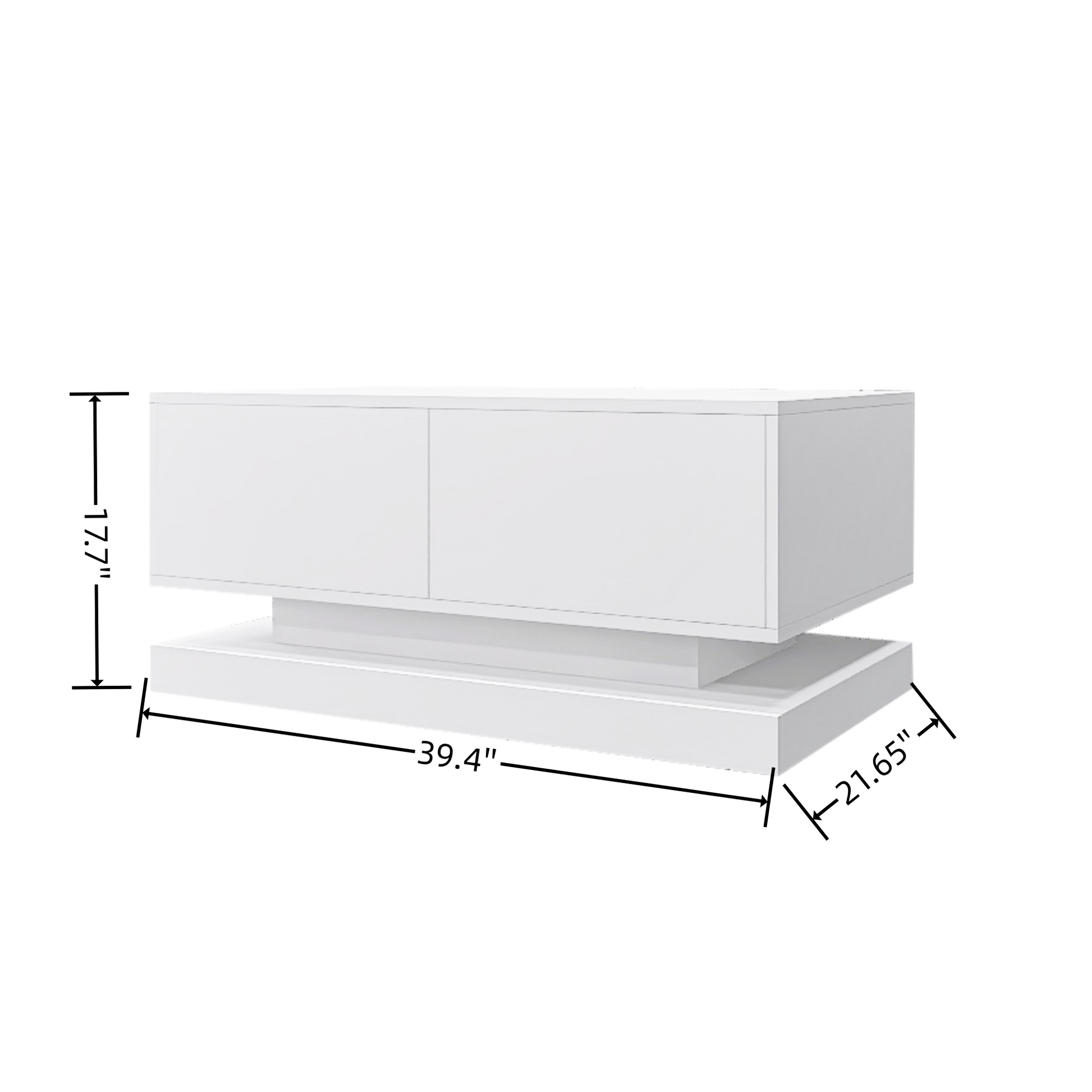 High Glossy Coffee Table With 2 Drawers Have Rgb Led Light With Buletooth Control White White Primary Living Space Rosewood Square Drawers Coffee & End Tables Lacquered Particle Board
