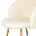 Adjust Legs Upholstered Teddy Faux Fur Dining Armrest Chair Set Of 2 Off White Metal Off White Dining Room Powder Coated Foam Dry Clean Round Mid Century Modern Solid Back Foam Polyester